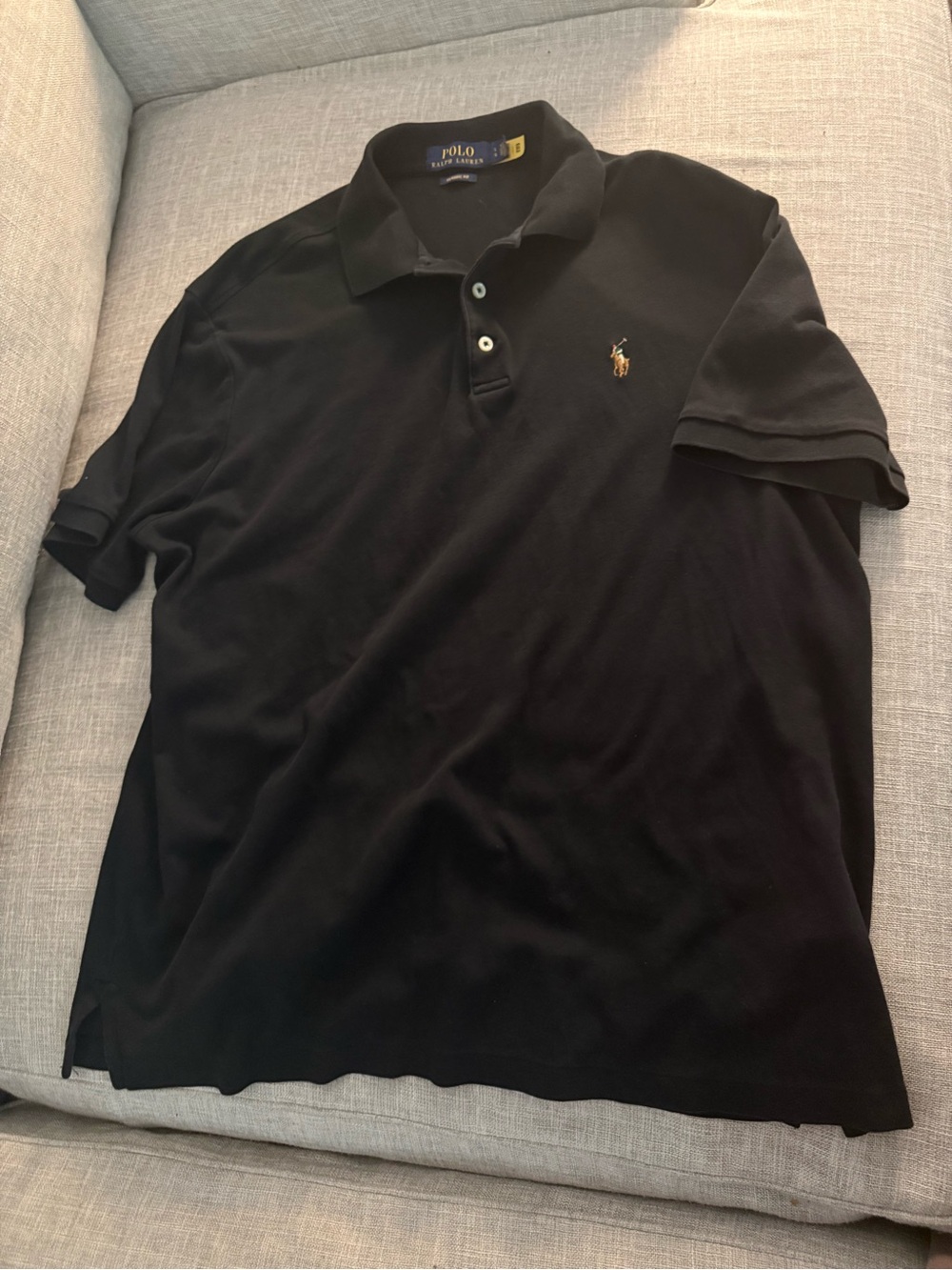 Ralph Lauren Men's Black Polo with Gold Pony Embroidery